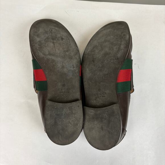 Gucci Brown Leather Web Slip On Loafers Men's 9 - Picture 8 of 15